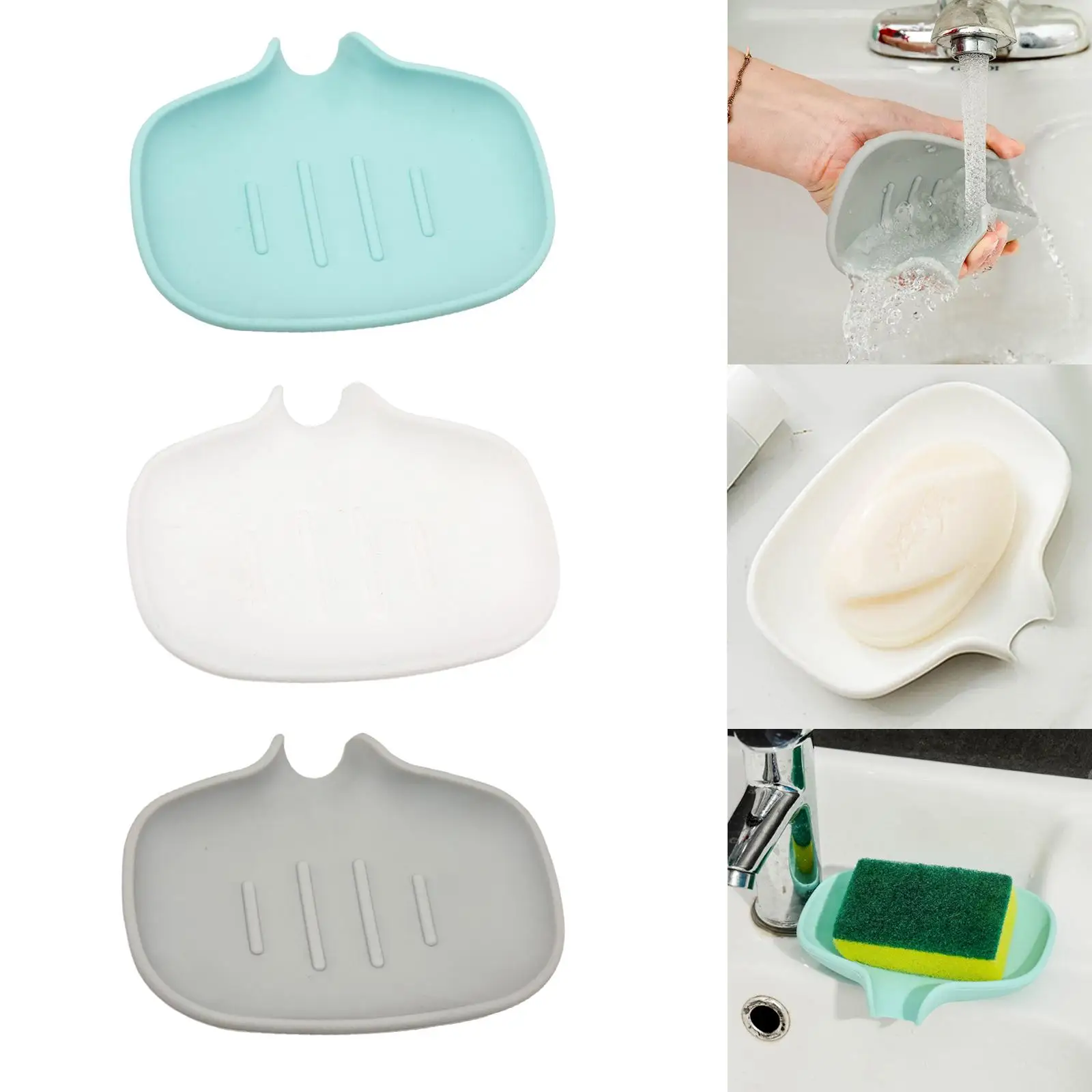 Self Draining สบู่กล่อง Organizer ยืนผู้ถือสบู่สําหรับอ่างล้างจาน Gadgets