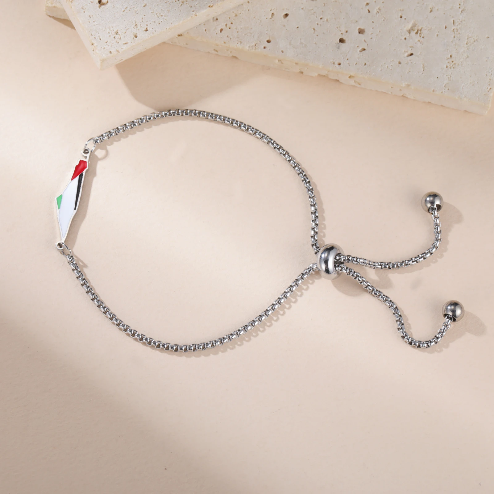 Palestine National Map Pendant Bracelet Stainless Steel Men's and Women's Fashion Box Chain Jewish Israel Map Ethnic Jewelry - view 4