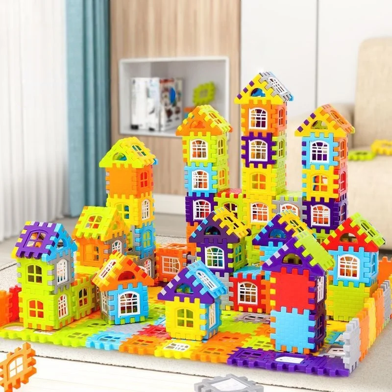 

New Upgrade 88Pcs Colorful Building Blocks Set Large Particle DIY House Bricks Safe Educational Toys for Kids 3+