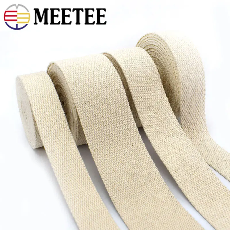 5Meters 20-50mm Cotton Webbing Tape Bag Strap Clothes Belt Beige Canvas Decorative Ribbon Band DIY Sewing Material Accessories