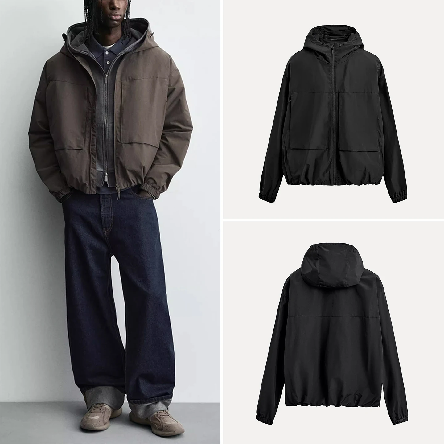 

Warm Tech Fabric Patchwork Men's Jaet Outerwear 2025 Autumn New Sle Z Stand Fit Long Sve Coat for All