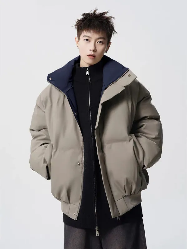 

TANGZ STUDIO American Retro Color Blo Stand Collar Thiened ort Cotton Jaet for Men Winter Faion Brand Cotton Coat