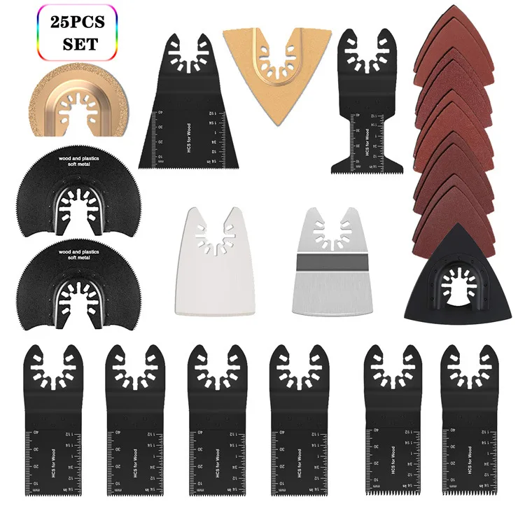 

25Pcs Oscillating Saw Blades Multitool Accessories Kit,Universal Woodworking Cutting Tool Parts Suitable for Dewalt,Makita,Bosch