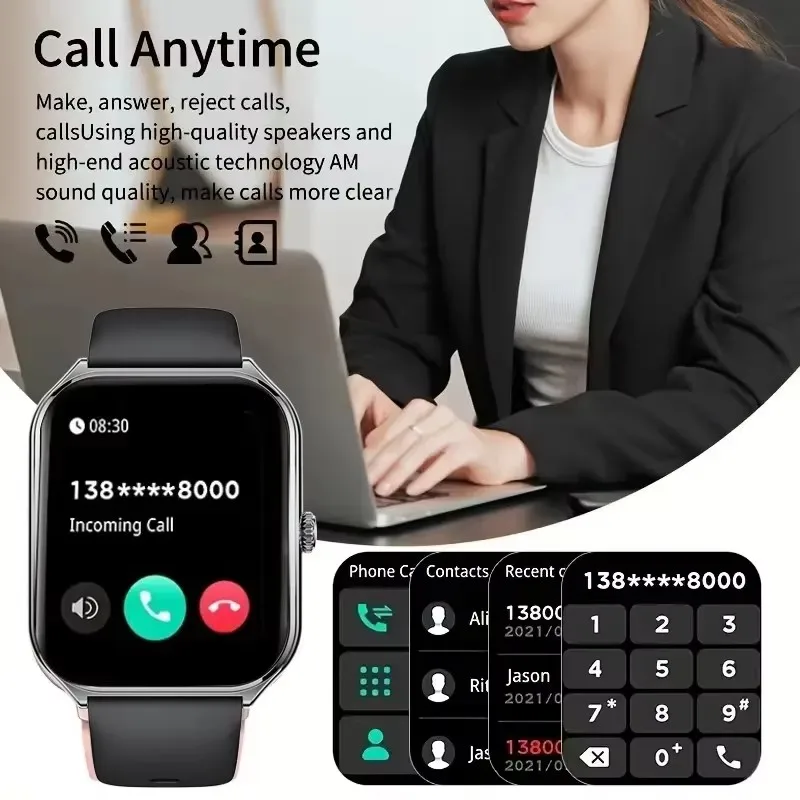 2025 Smart Watch 1.96 ''AMOLED Ultra sottile IP68 Impermeabile Bluetooth 5.3 Chiamata AI Vioce Assistant Fitness Smartwatch per Gli Uomini Miss