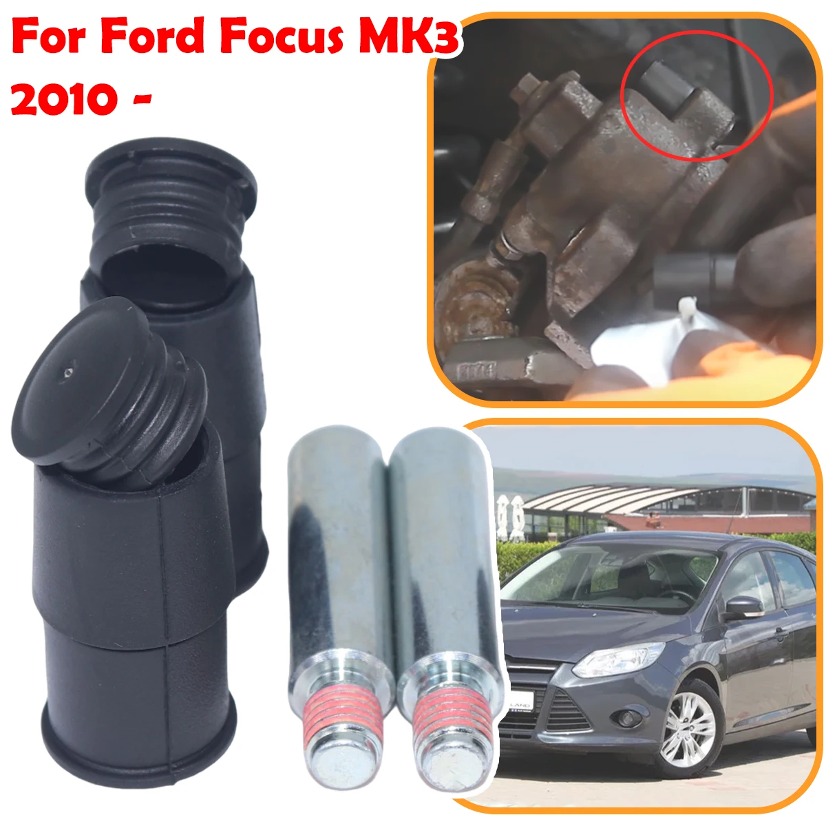 

For Ford Focus MK3 2010 2011 2012 - Rear Brake Caliper Slider Guide Pins Bolt Kit Left Right Disc Housing Bellows Sleeve Bushing
