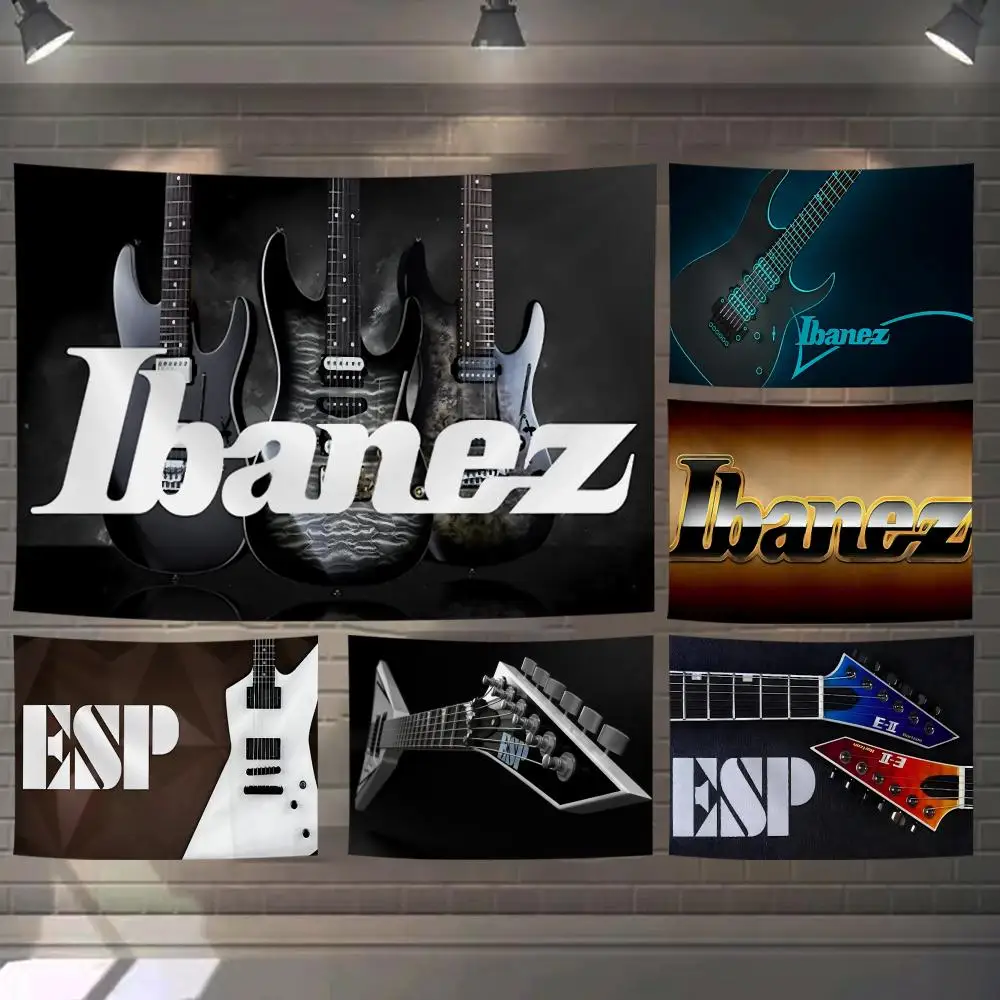 I-Ibanezs Guitar Tapestry Custom Living Bedroom Party Dormitory Interior Wall Bohemian Decoration Attached Clip