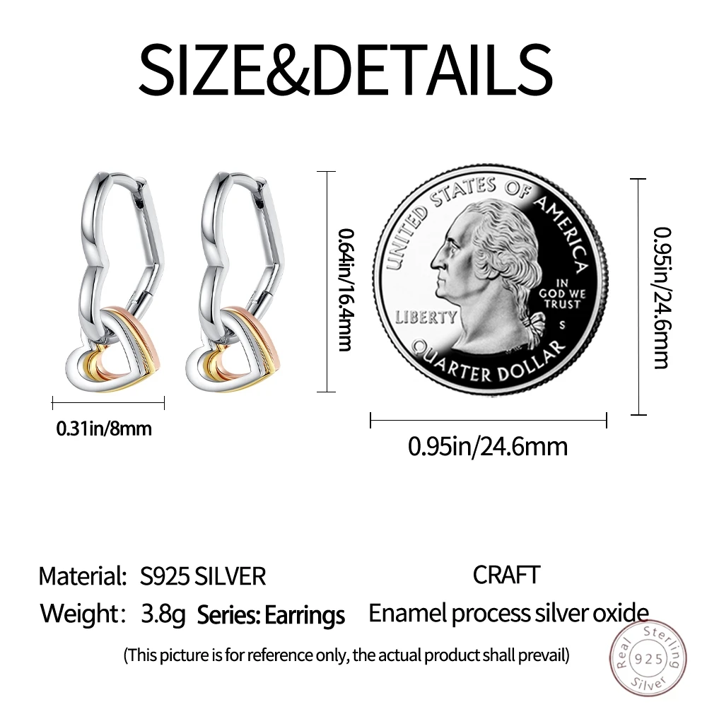 Boucles d'oreilles en argent Sterling 925, breloque Simple, amour, Zircon brillant, bijoux de mariage pour dames, cadeau