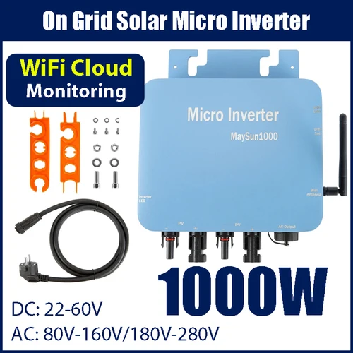 Imagen 1 del producto Inversor Solar de 1000W en red Micro con conector MC función de Monitor de nube WIFI 220V230V/110V120V AC entrada impermeable 60VPV