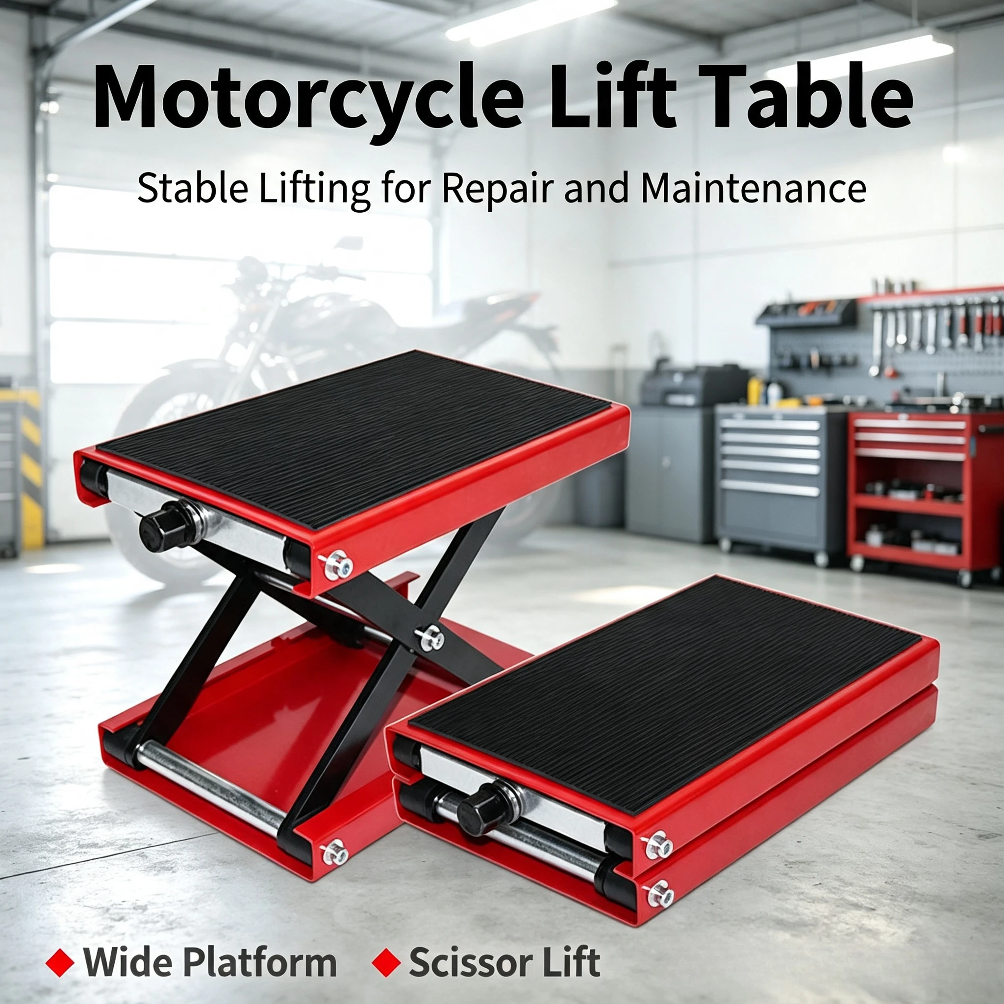 Motorcycle lift platform, electric bike safety bracket, parking bracket, lift rack, vehicle maintenance tool bench, repair bench
