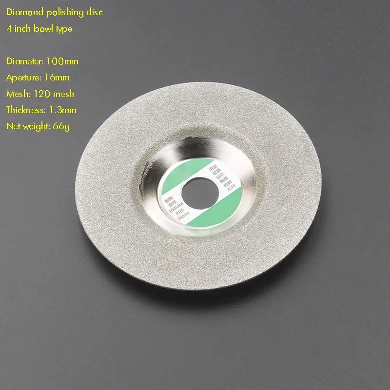 4 inch 100 MM Grit 120 Diamond Grinding Disc Abrasive Wheel Flat / Bowl/ Pattern, Titanium Plating, for Glass, Stone, Ceramics