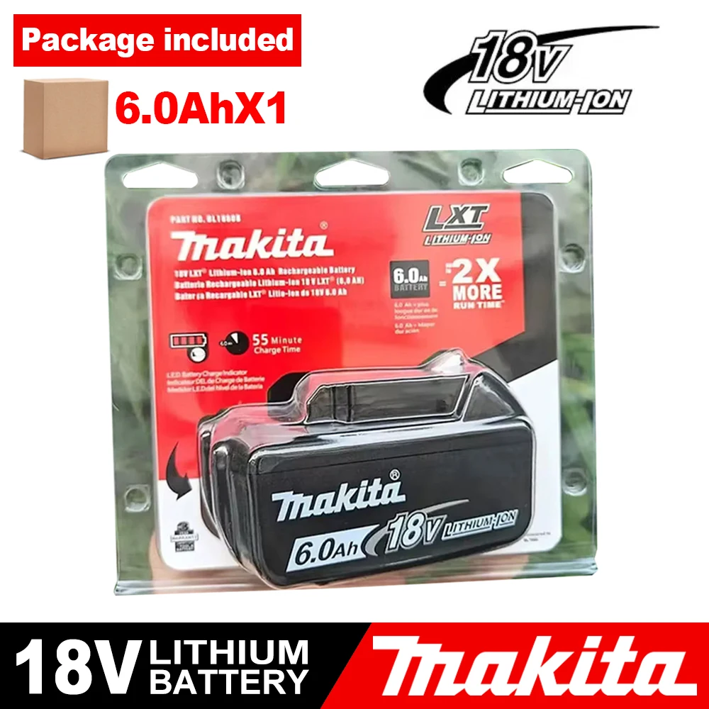 100% originele Makita-batterij, 18V 6.0Ah oplaadbare batterij, vervangt Makita BL1830B L1840B L1850B L1860B, accu voor elektrisch gereedschap