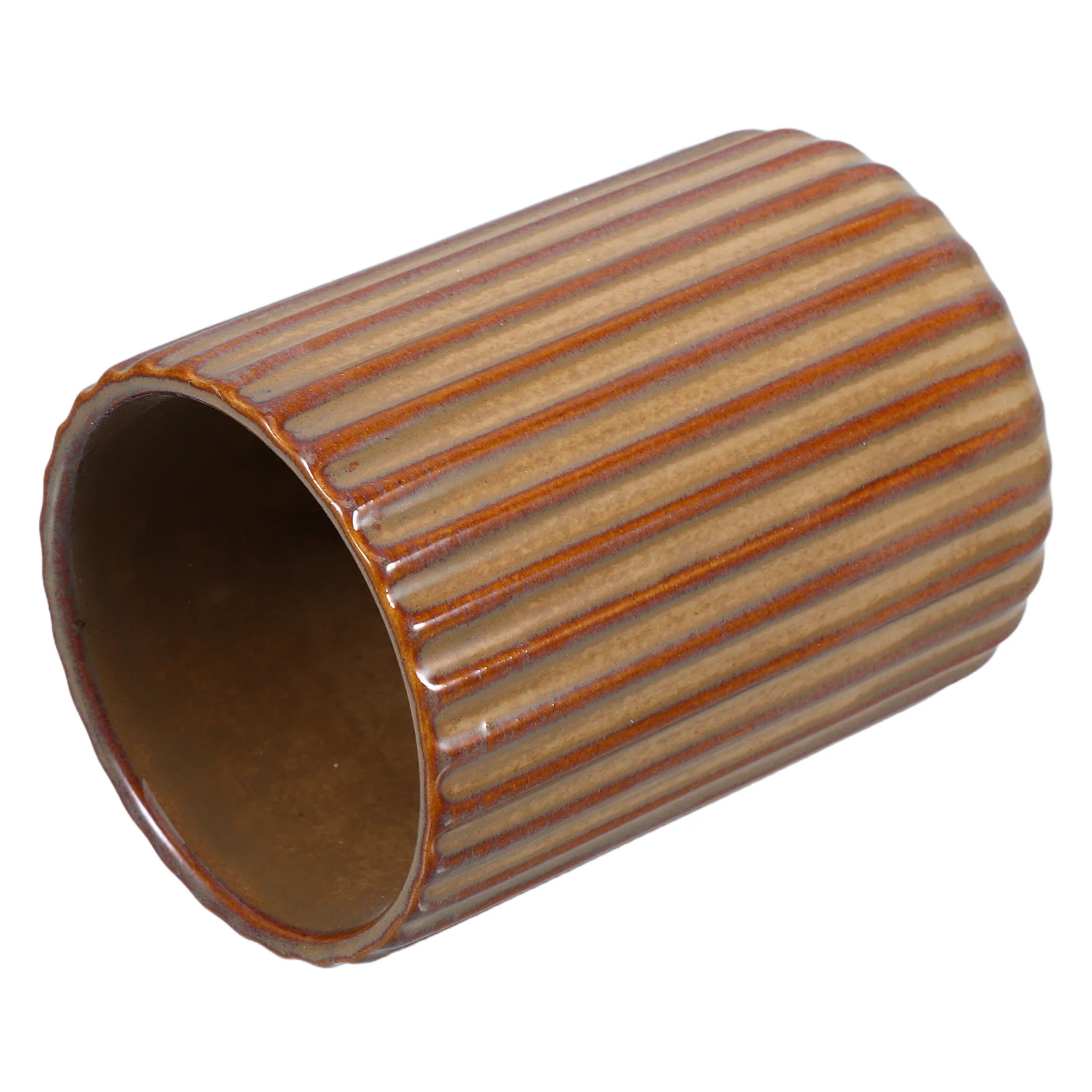 

300Ml Retro Tea Mug Vintage Striped Ceramic Cup Compact Lightweight Comfortable Grip Suitable for Coffee Milk Drinks