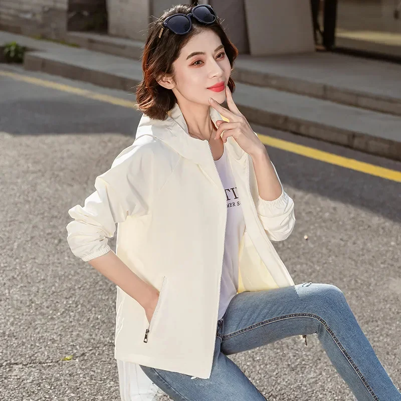 Windbreaker Jacket Women 2024Spring Autumn New Trench Coat Female Sports Leisure Outerwear Large Size Hooded Outcoat Ladies Tops