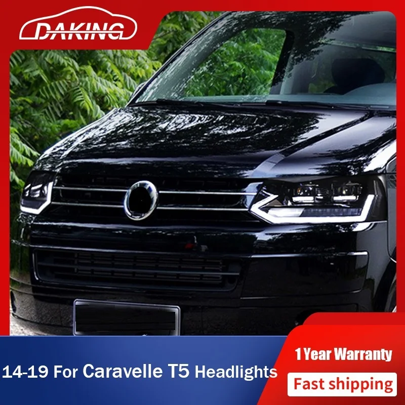 Estilo do carro lâmpada de cabeça para vw caravelle t5 2014-2019 faróis led farol drl lente feixe duplo bi-xenon hid acessórios