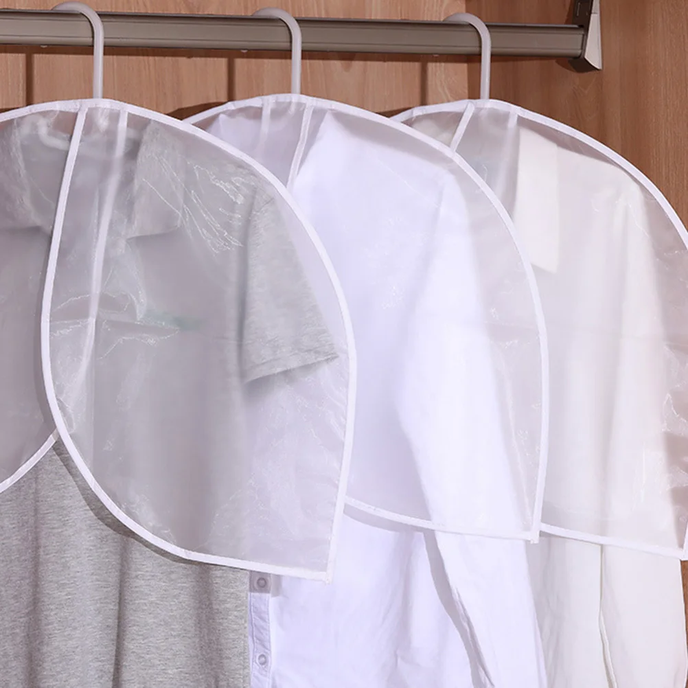 

2pcs Short Garment Dust Cover Translucent Hanging Suit Storage Organizer For Clothes Protection Against Dust Damp Pet Hair