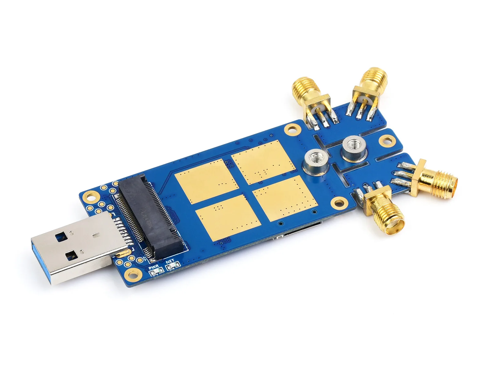 Modulo DONGLE Waveshare 5G, antenne quadruple, porta USB3.1, dissipatore di calore in lega di alluminio, interfaccia M.2 Key B Porta da M.2 a USB 3.1