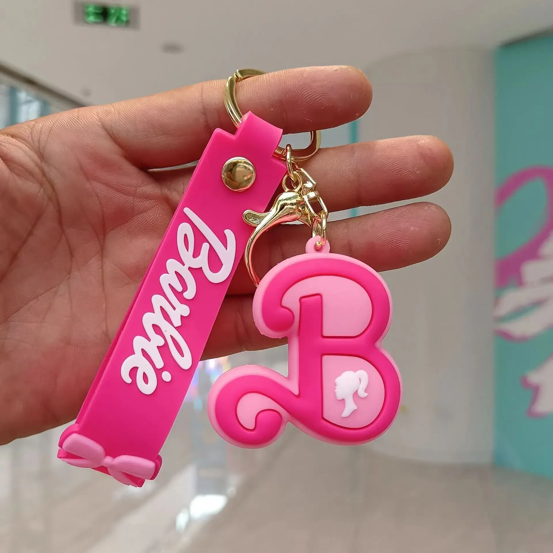 Cartoon Barbie Heart Shaped Letter High Heels Feature Car Keychain Pink Trend Girls Toys Film Accessories Bags Backpack Pendant