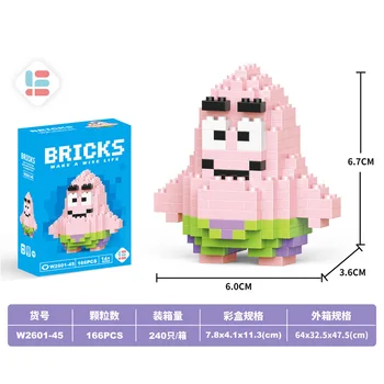 Disney Small Granular Building Model Toy Cartoon Character Stitch, SpongeBob Mini Block Toy Christmas Gift for Children 56