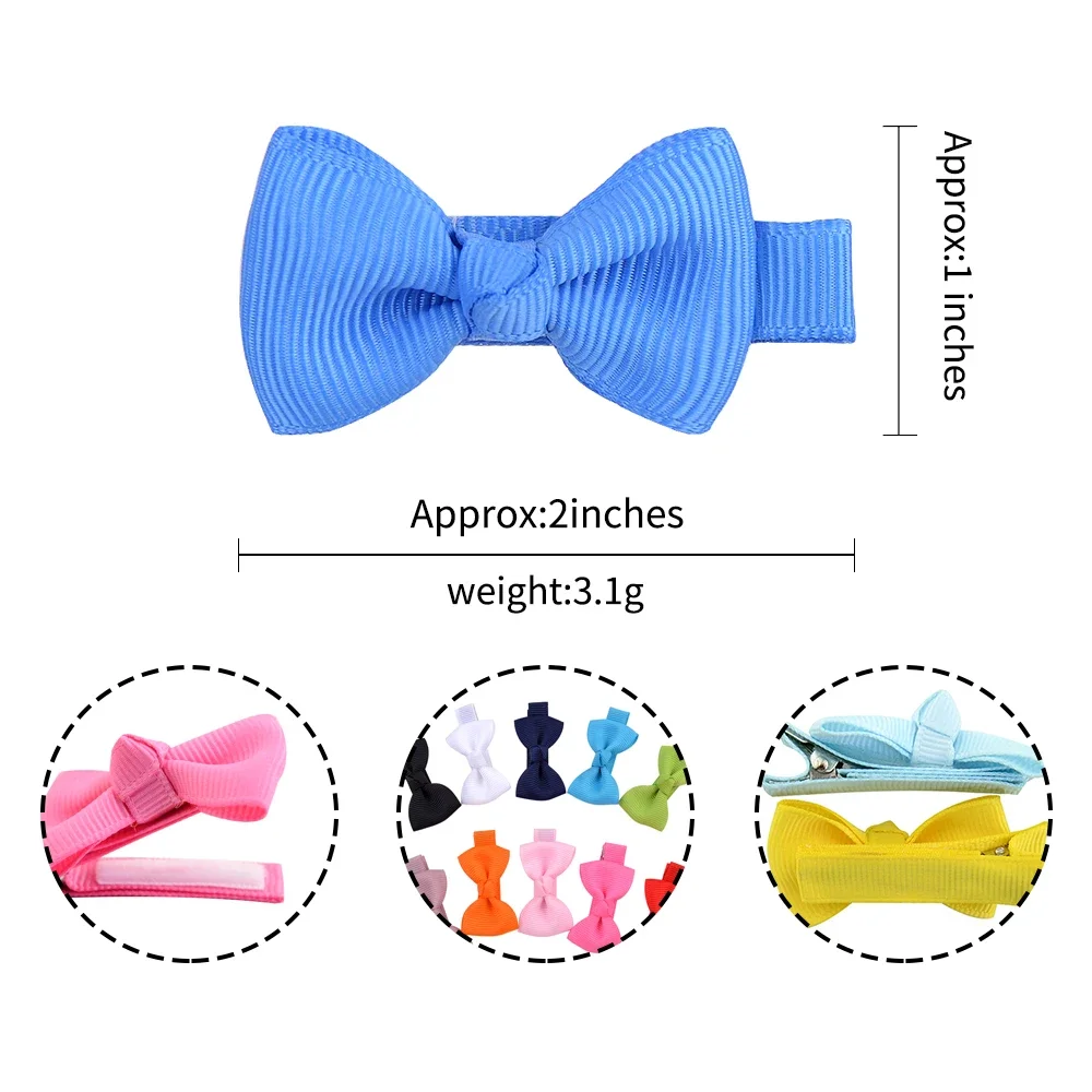 20Pcs/lot Ribbon Mini Hair Bows Clips for Baby Girls Toddlers Kids Hairpins Headwear Children Hair Accessories Wholesale