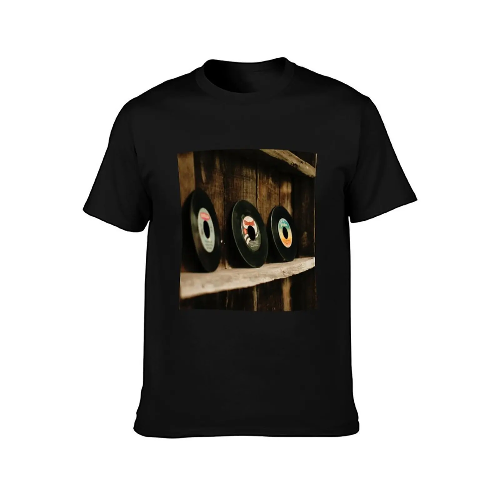 Retro vinyl records pattern T-Shirt Trendy Casual Short Sleeve Shirt T-Shirt
