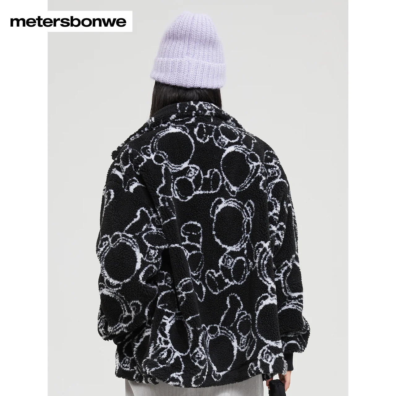 Metersbonwe-Damen Outdoor gewebte Jacke Nachahmung Lamm wolle Stehkragen stilvolle wind dichte kälte feste warme Oberbekleidung Winter