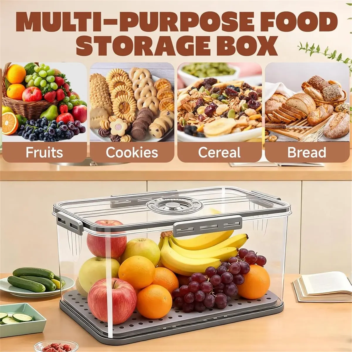 

Хлебница Y69A для кухонной столешницы, герметичный контейнер для хранения хлеба с крышкой и функцией записи времени, контейнер для хранения хлеба