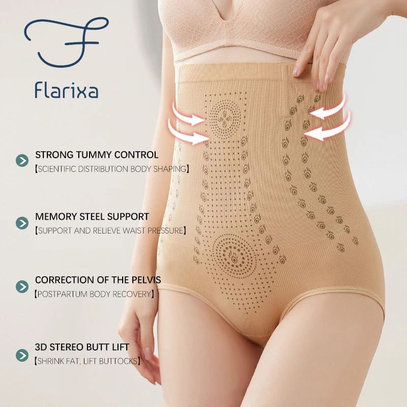 Flarixa Seamless Women\'s Panties High Waist Flat Belly Panties Body Shaping Underwear Comfort Postpartum Abdominal Pants Briefs