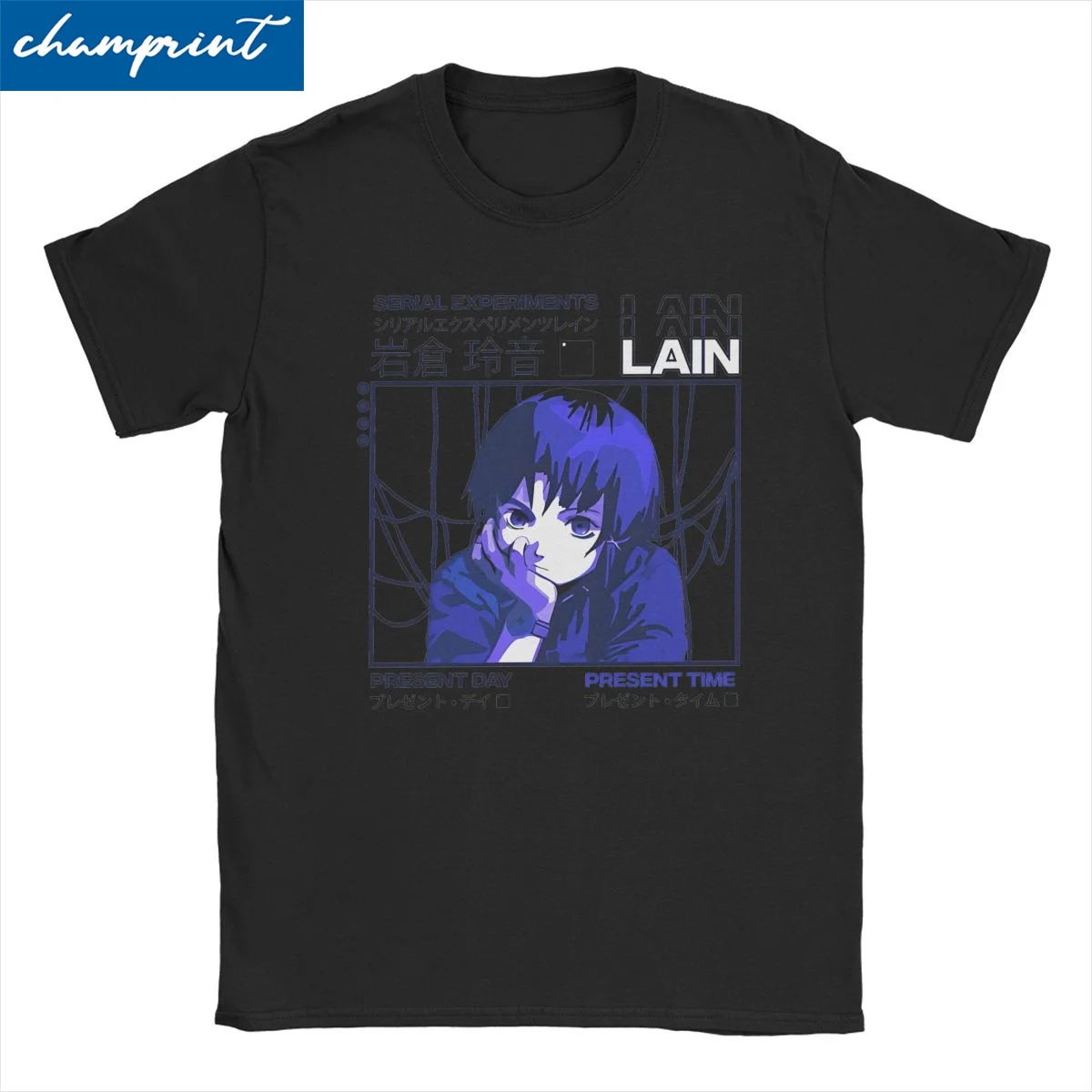 Serial Experiments Lain Cartoon T-Shirt Men Women Anime Lwakura Sci Fi Manga Cotton Tee Short Sleeve T Shirts Plus Size Clothing