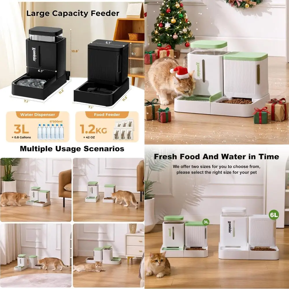 

Gravity Cat Feeder and Water Dispenser, 2 in 1 Cat Self Feeder with 180 Degree Rotatable, Automatic Feeding Large Capacity for S