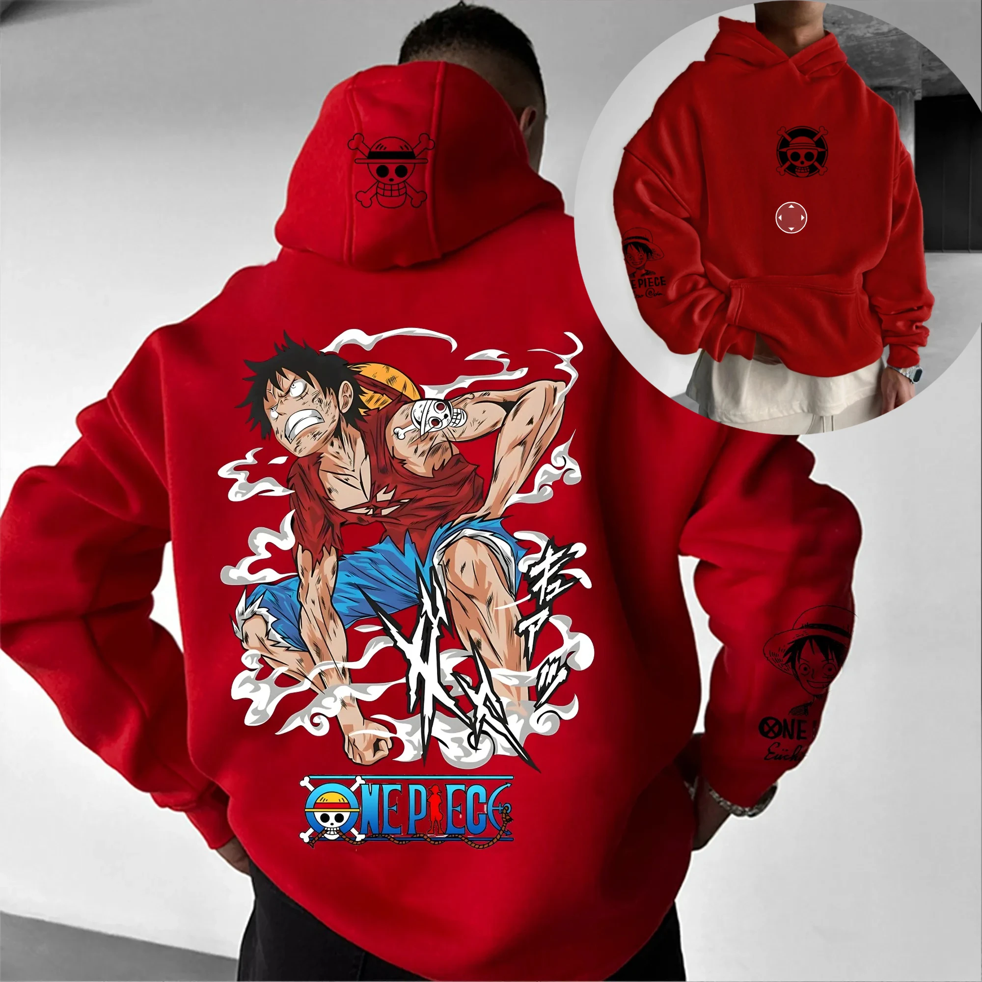 

ONE PIECE осенние и зимние удобные толстовки с классическими персонажами японской горячей крови для мужчин и женщин, топ для пар