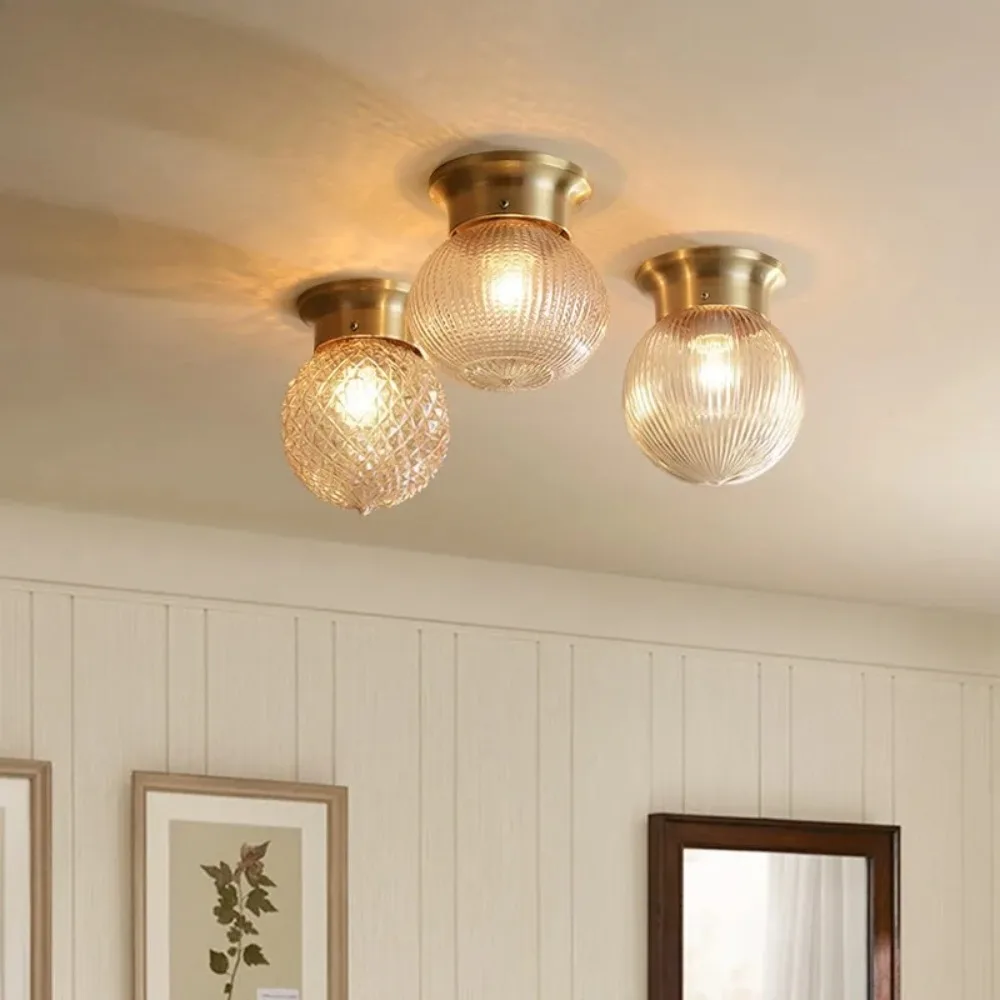 American Copper LED Ceiling Light Fixtures Kitchen Hallway Balcony Porch Modern Simple Ceiling Lamps