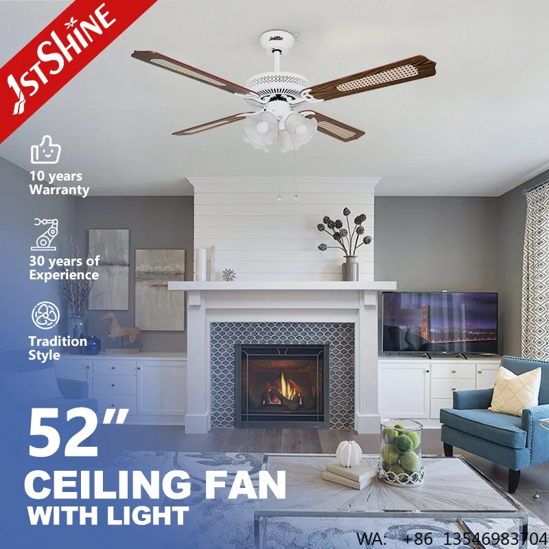 1stshine 52 Inch AC Motor Ceiling Fan Classic Pull Chain Control Reliable Ceiling Fan With Light for Wholesale Projects