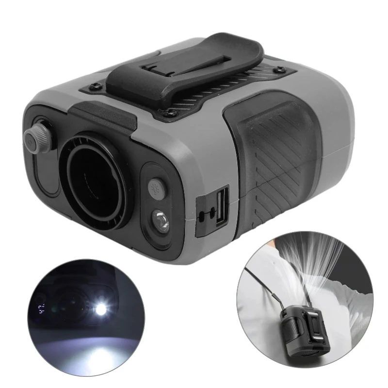 

Waist Fan Clip On with LED Light 13500 RPM Waist Hanging Fan Stepless Adjustment 40H Cooling Rechargeable Foldable Stand