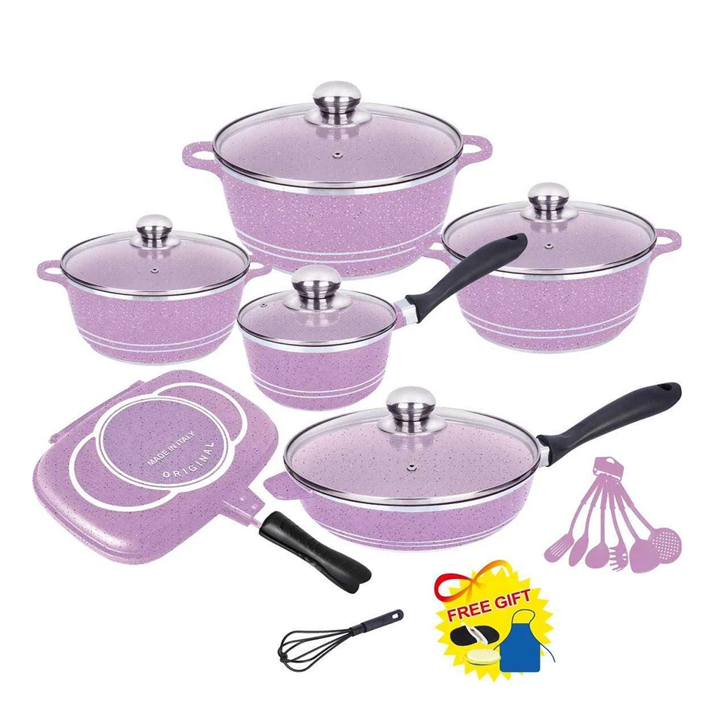 23pcs/set  Cookware Set Panela Non-stick Pot Cast Aluminum Casserole Fry Pan Cooking Pots Set Kitchen Cookware Set اواني منزليه