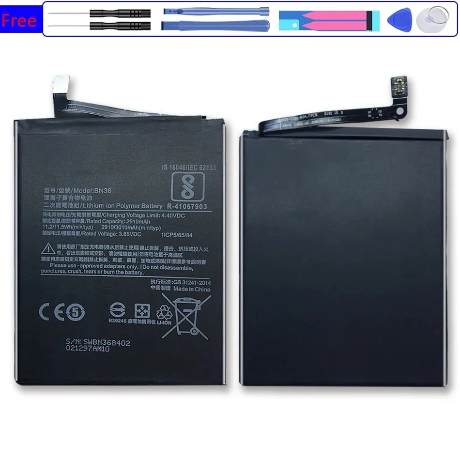 BN36 Replacement Battery for Xiaomi Mi 6X A2 2910mAh with Track Code