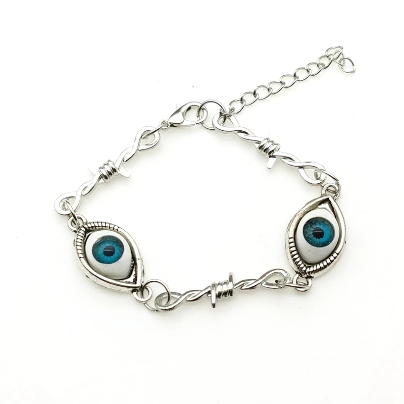 Gothic Kpop Evil Eye Brambles Chain Bracelet for Man Women Pendant Choker Vintage Punk Handmade Jewelry New Fashion