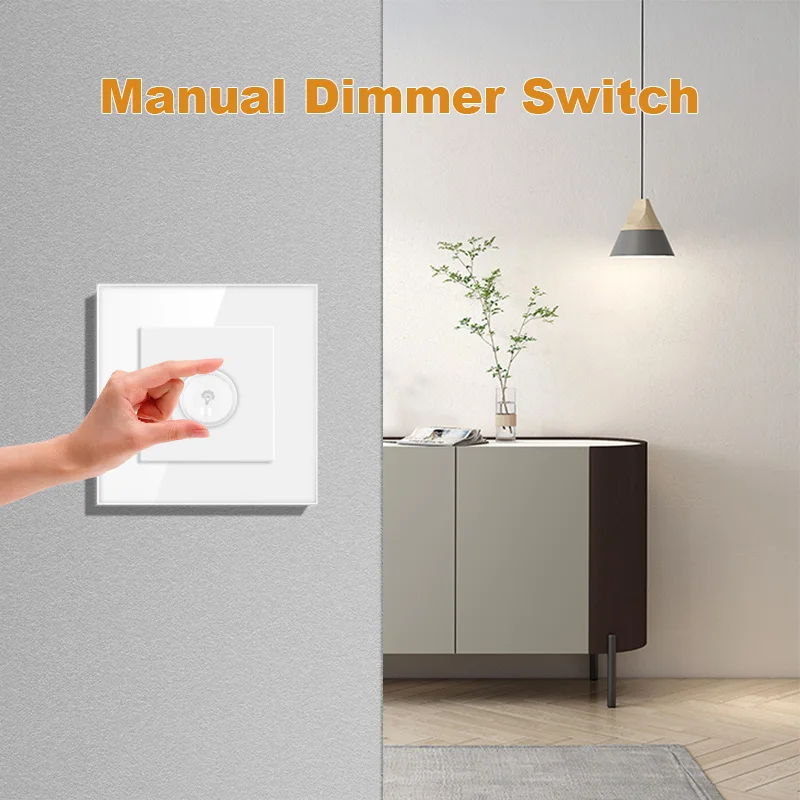 EU dimmer is suitable for dimmable led lamp/incandescent lamp glass panel wall lamp switch 3 brightness 15W-300w adjustable
