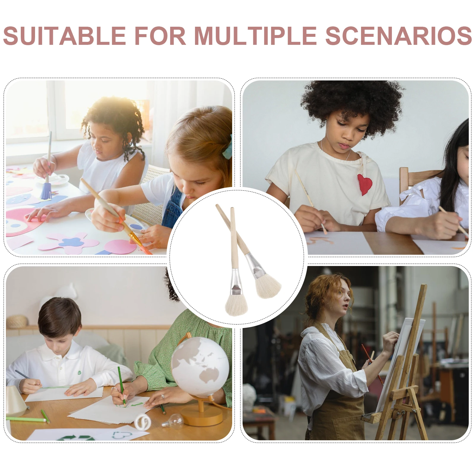 

2pcs Art Paint Brushes for Enamel Glue Clay Sweet Stamp Acrylic Painting Round Sot Tool Sweet Stamp Brushes Detail Hard