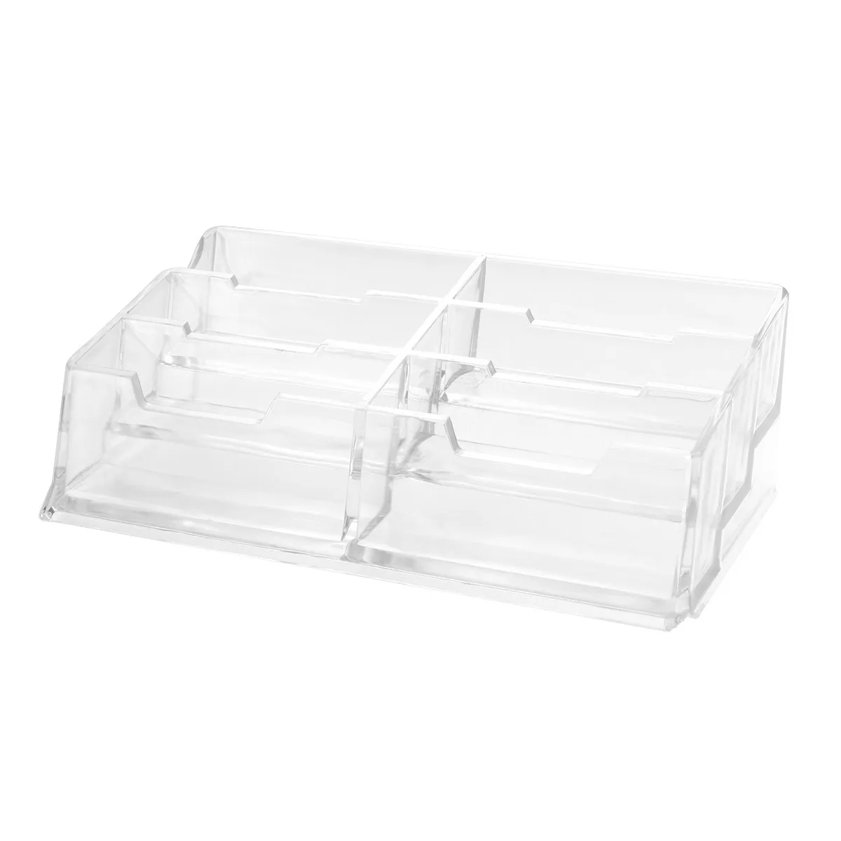 Multi Slot Acrylic Business Holder Six Slots Card Organizer Compact Office Desktop Stationery Supplies Storage Box