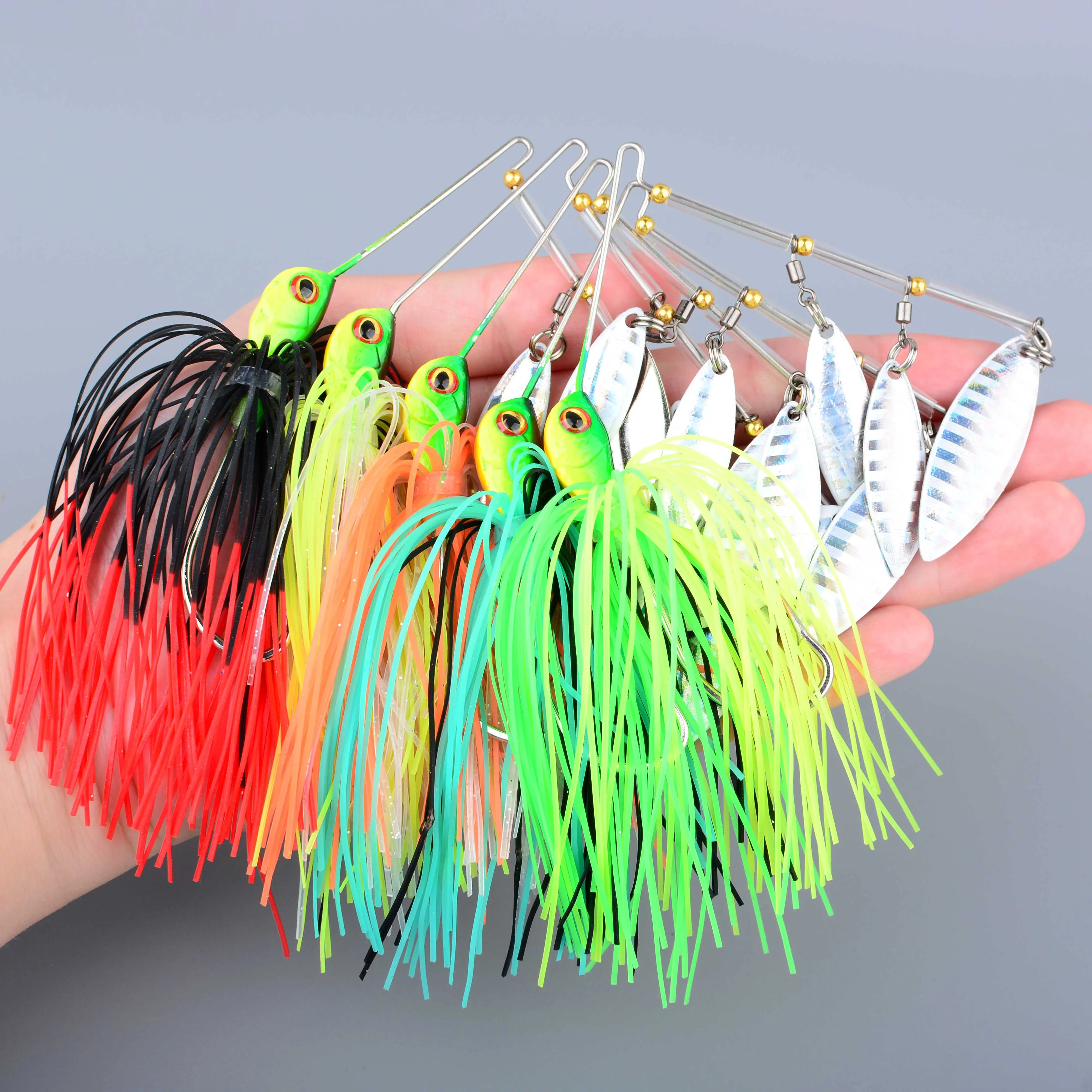 5 قطعة الصيد Buzzbait السحر سبينيربايت تهزهز ملعقة معدنية القفز رئيس سبينر الطعم سويم ل باس شفرة سبينر الطعم