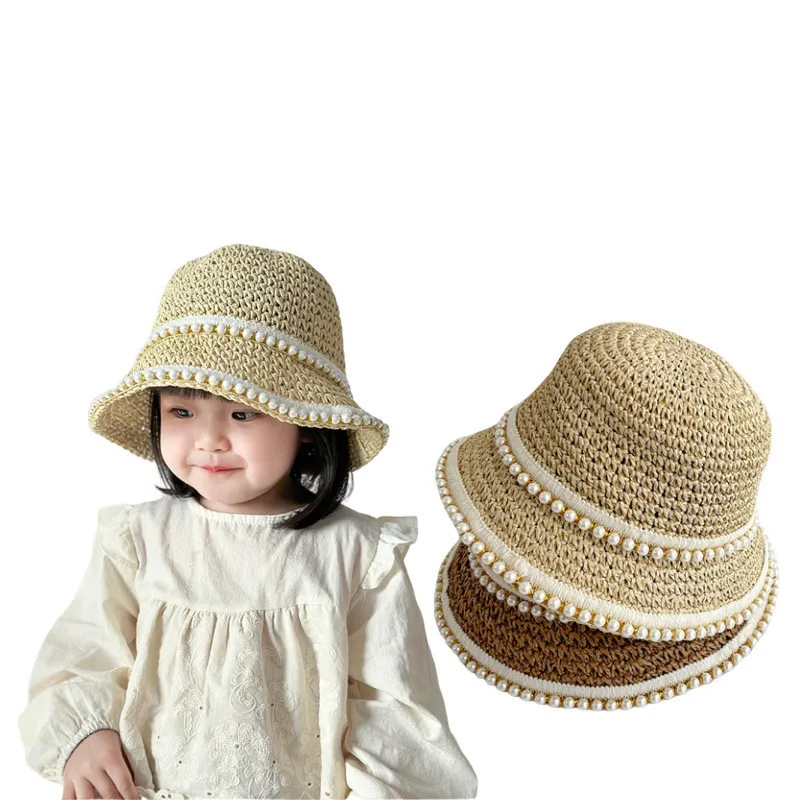 

Summer Straw Bow Baby Girl Cap Beach Children Panama Hat Princess Baby Hats