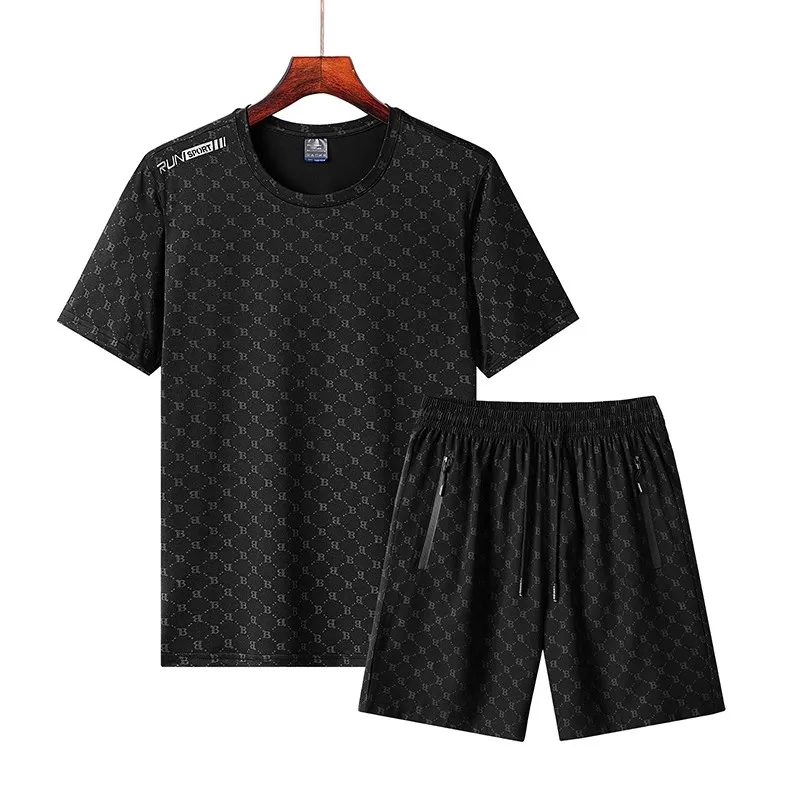 Conjunto deportivo para hombre, ropa holgada con estampado de letras, transpirable, para playa, gimnasio, correr, talla grande, L a 9XL