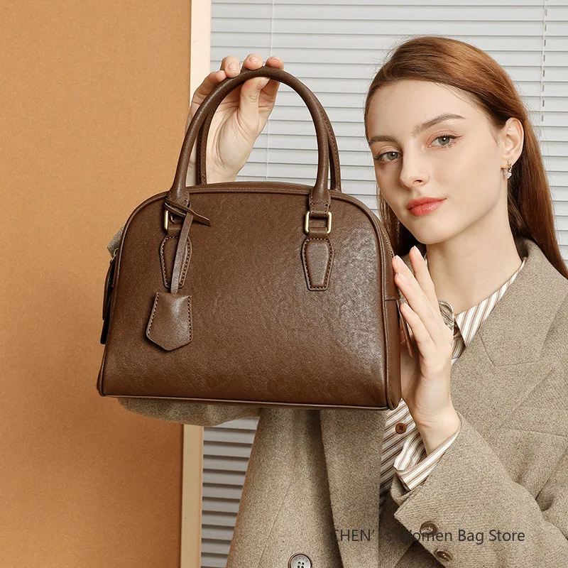 

Genuine Leather Women's Bag Luxury Designer Shoulder Bag Layer Tanned Cowhide Women Crossbody Bags Vintage Female Handbags