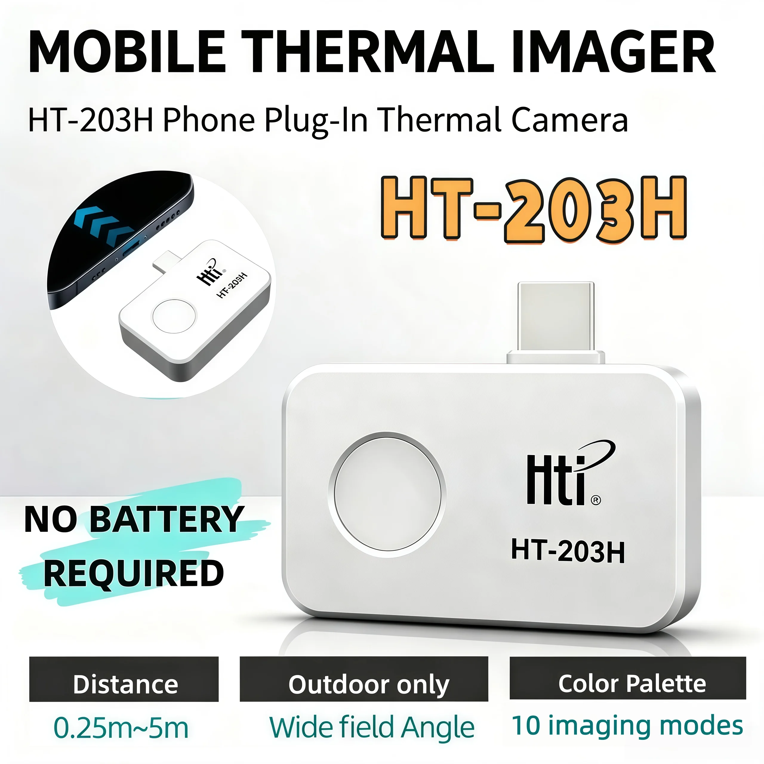 HT-203H Mobile Thermal Imager 256x192 Resolution For Security/Temperature Measuringtools PDA Mini Phone Plug-In Thermal Camera