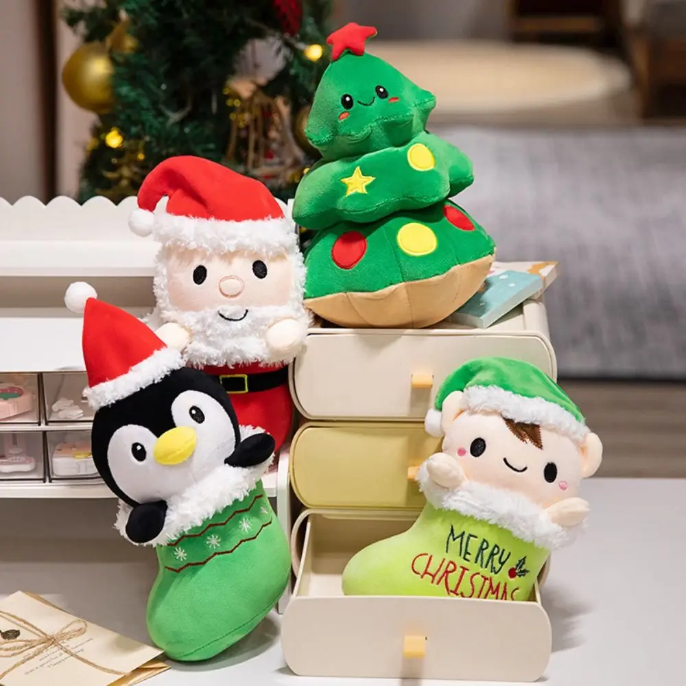 Stuffed Appease Doll Christmas Series Plush Toy Christmas Tree Soft Santa Claus Plush Doll Penguin Lovely Christmas Tree Pillow