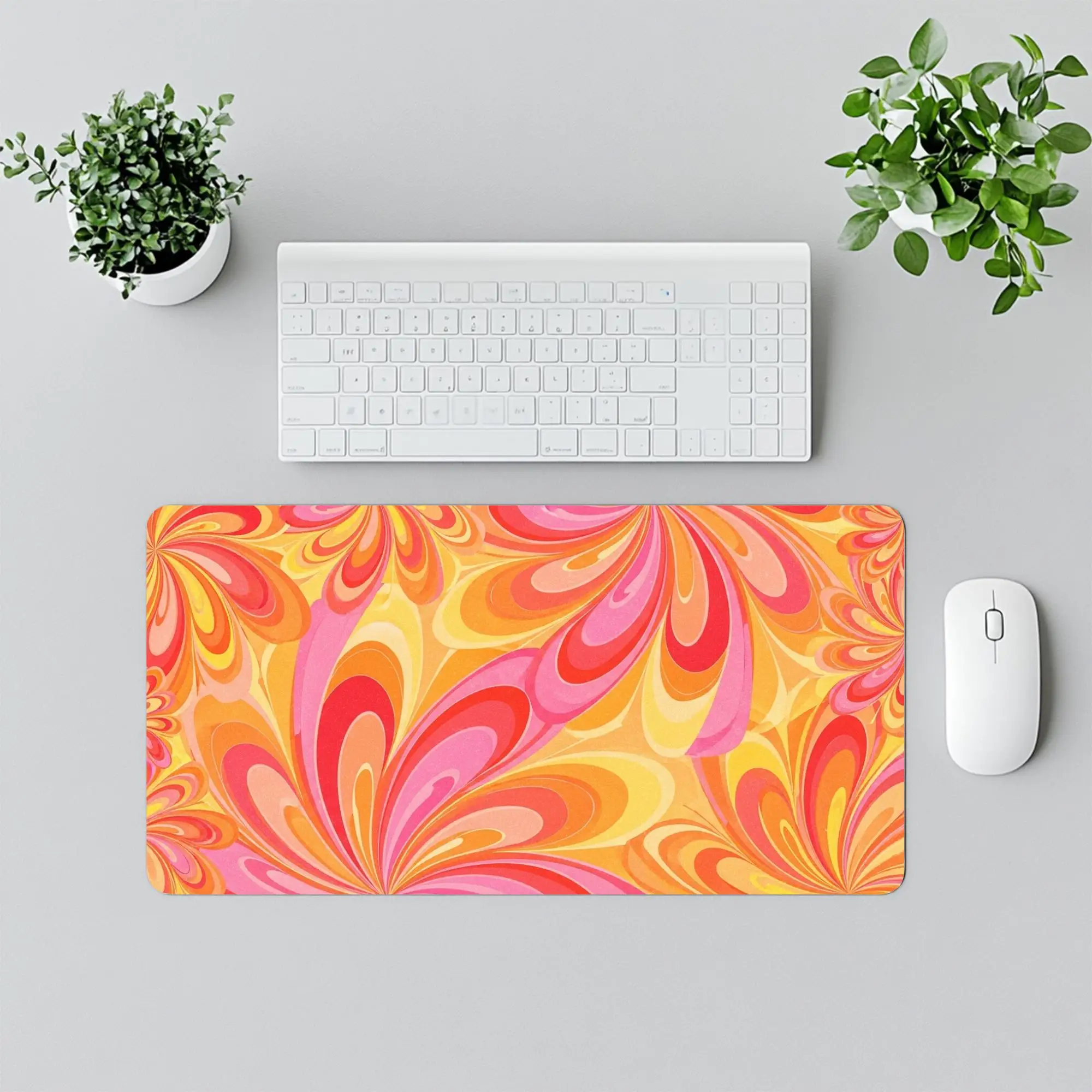 

Retro Swirl Desk Mat, Cool Orange-pink-yellow Psychedelic Printed Mouse Pad, Bright Office Desk Mats, Colorful Desktop Mat