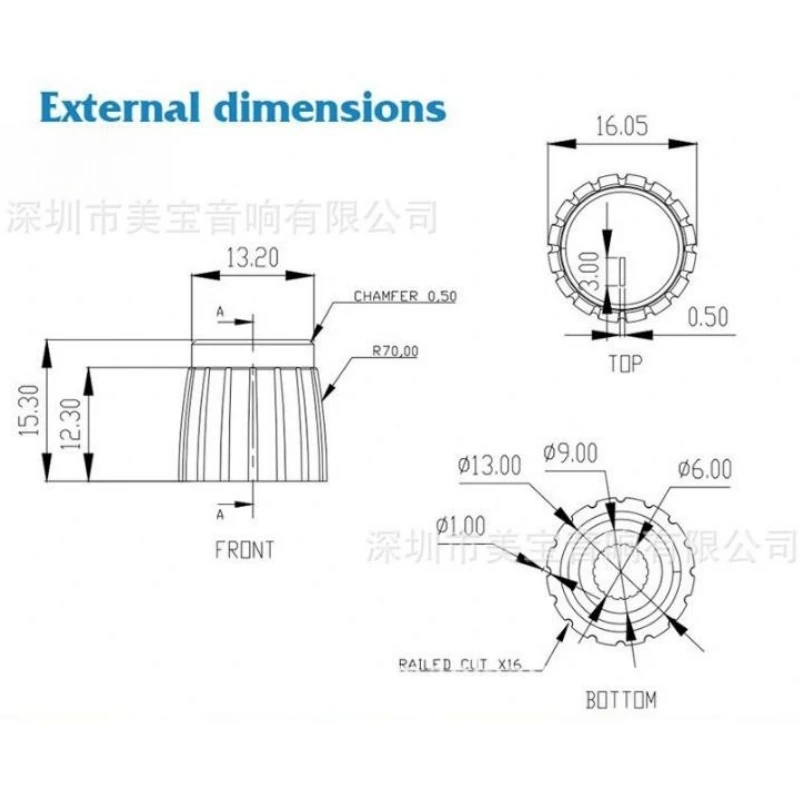 2 Stück 16x15mm Gitarren effektor Audio verstärker Ton knopf Gold und Silber Aluminium kappe 18t d-förmiger Griff mit innerem Kupfer teil – Detail 1