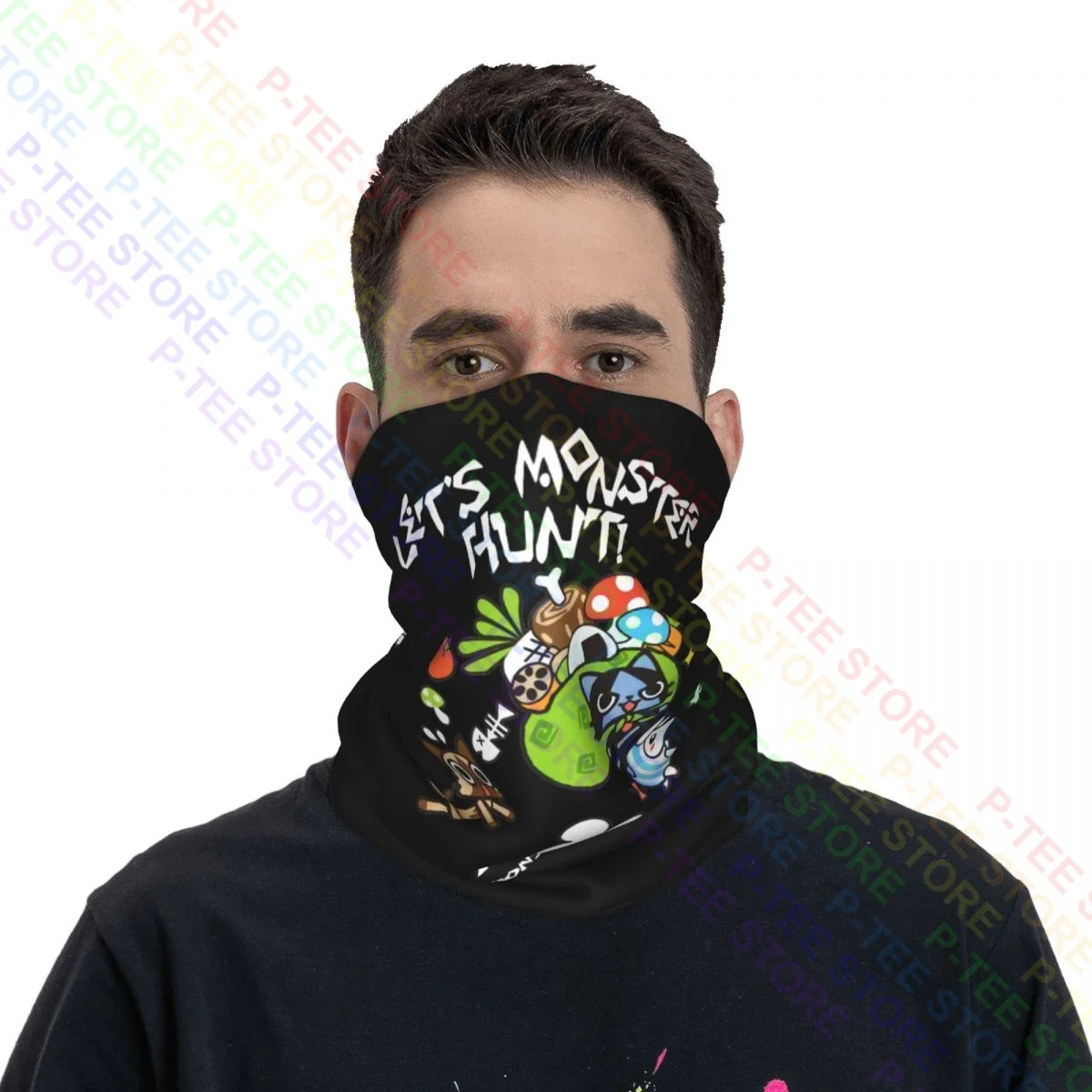 Monster Hunter Lets Monster Hunter Airou Image Neck Gaiter Bandana Scarf Face Mask Hiking Fishing Mountaineering