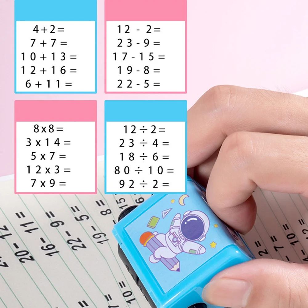 in 1 Multiplication Division Teaching Stamps Double-Head Digital Roller Number Question Stamp Math Practice Teaching Accessory