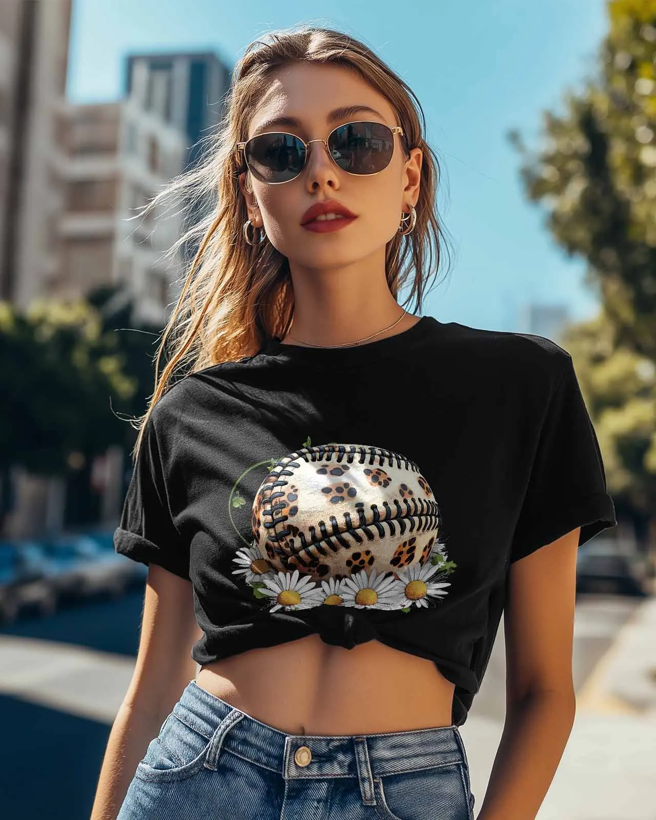 Flower Daisy Baseball Sport T-Shirt Lover Gift Sweatshirt Fitness T-shirt Short Sleeve O-neck Clothing Tops